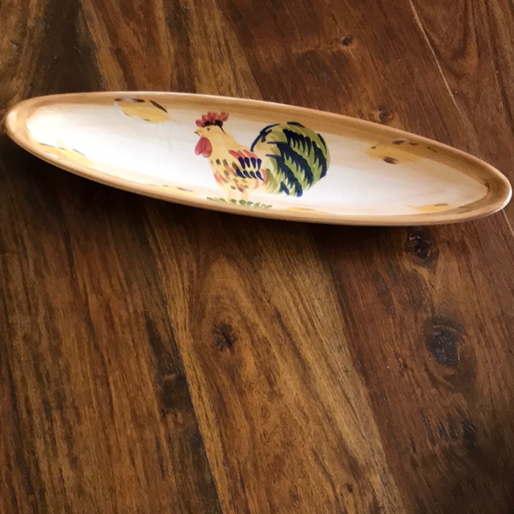 Hand Painted Rooster Serving Plate